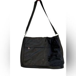 Tommy Hilfiger Black Nylon Messenger Bag 16x12 Laptop Satchel Crossbody Shoulder